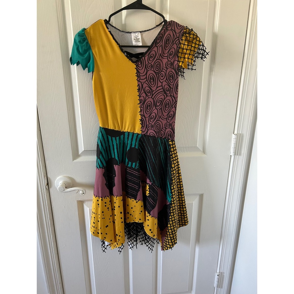 Disney Nightmare Before Christmas Sally Patchwork Dress Sequin V-Neck Large